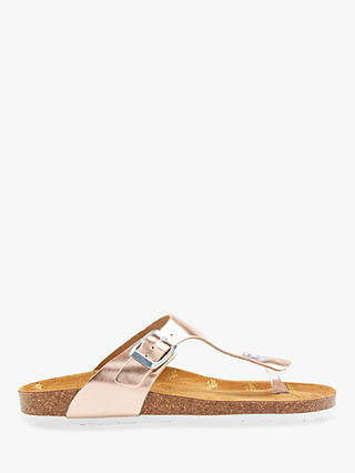 Joules Penley Toe Post Sandals, Rose Gold Leather