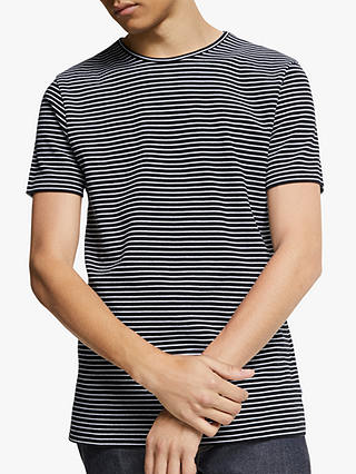 Wax London Finham Stripe T-Shirt, Black/White Stripe