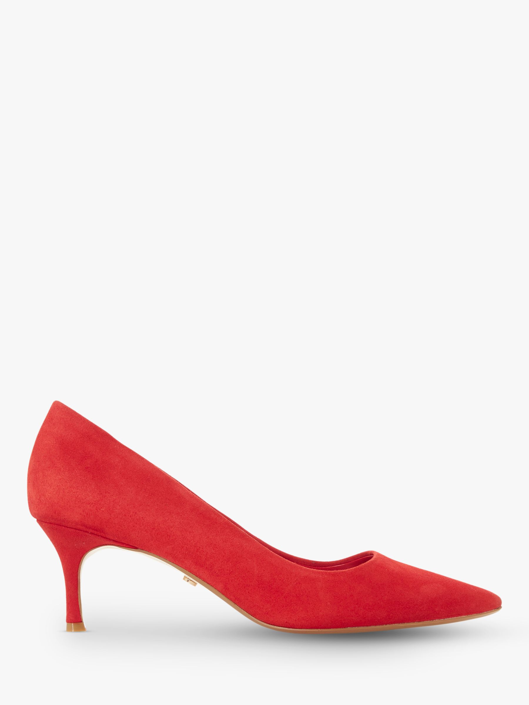 Dune Astal Pointed Toe Court Shoes, Red Suede