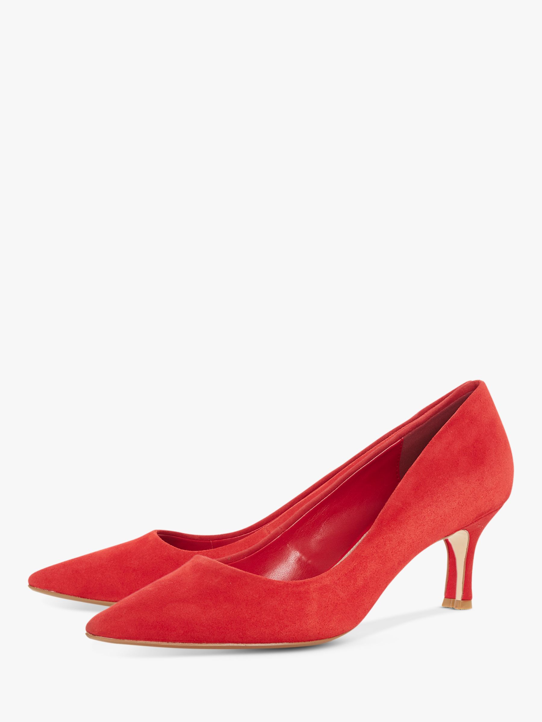 Dune Astal Pointed Toe Court Shoes, Red Suede