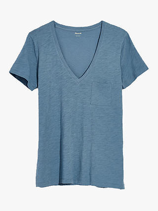 Madewell Whisper Cotton V-Neck Pocket T-Shirt, Tranquil Ocean
