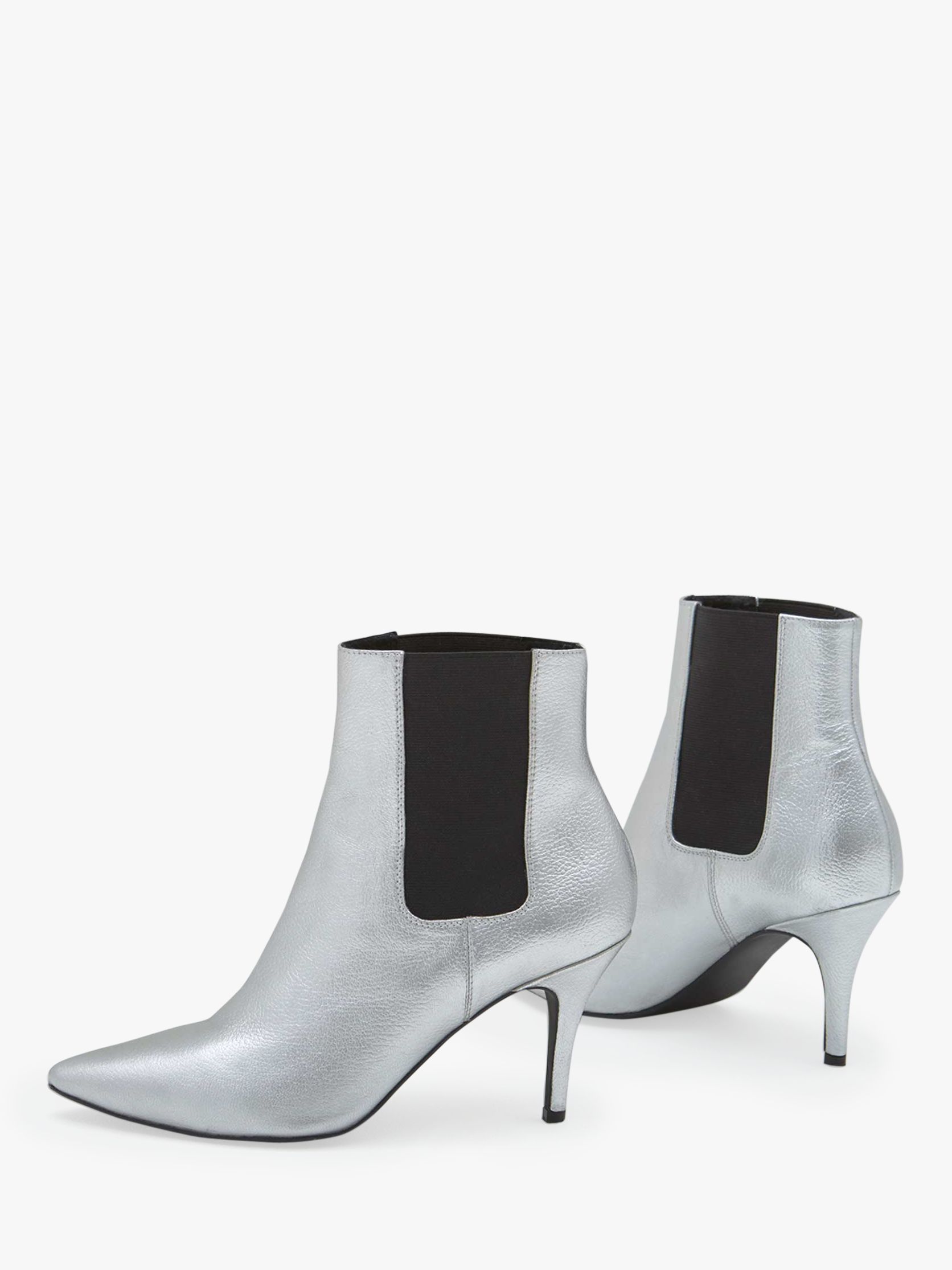 Mint Velvet Zara Metallic Leather Stiletto Heel Ankle Boots at John ...