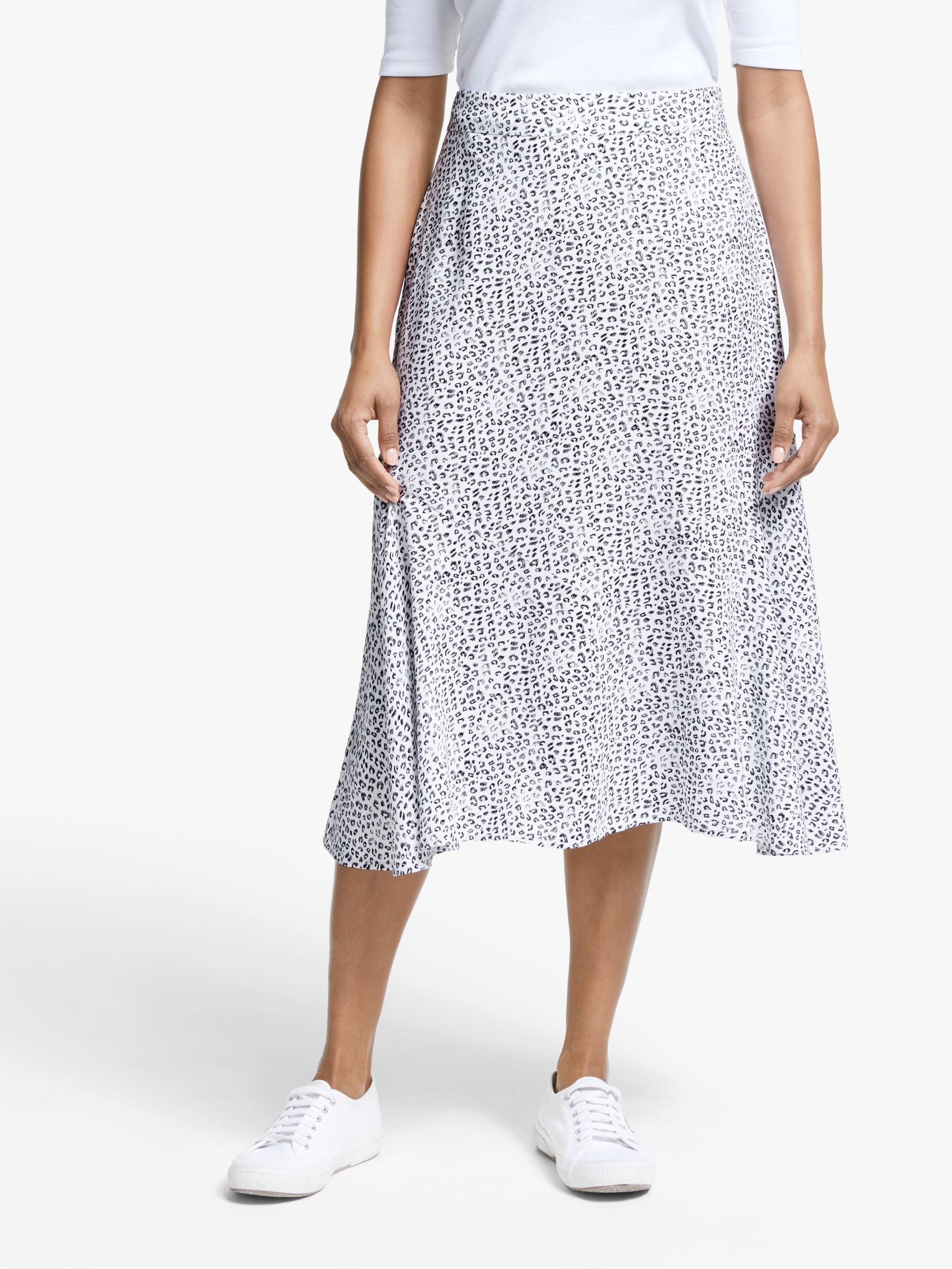 Collection WEEKEND by John Lewis Leopard Print Midi Skirt, White/Black