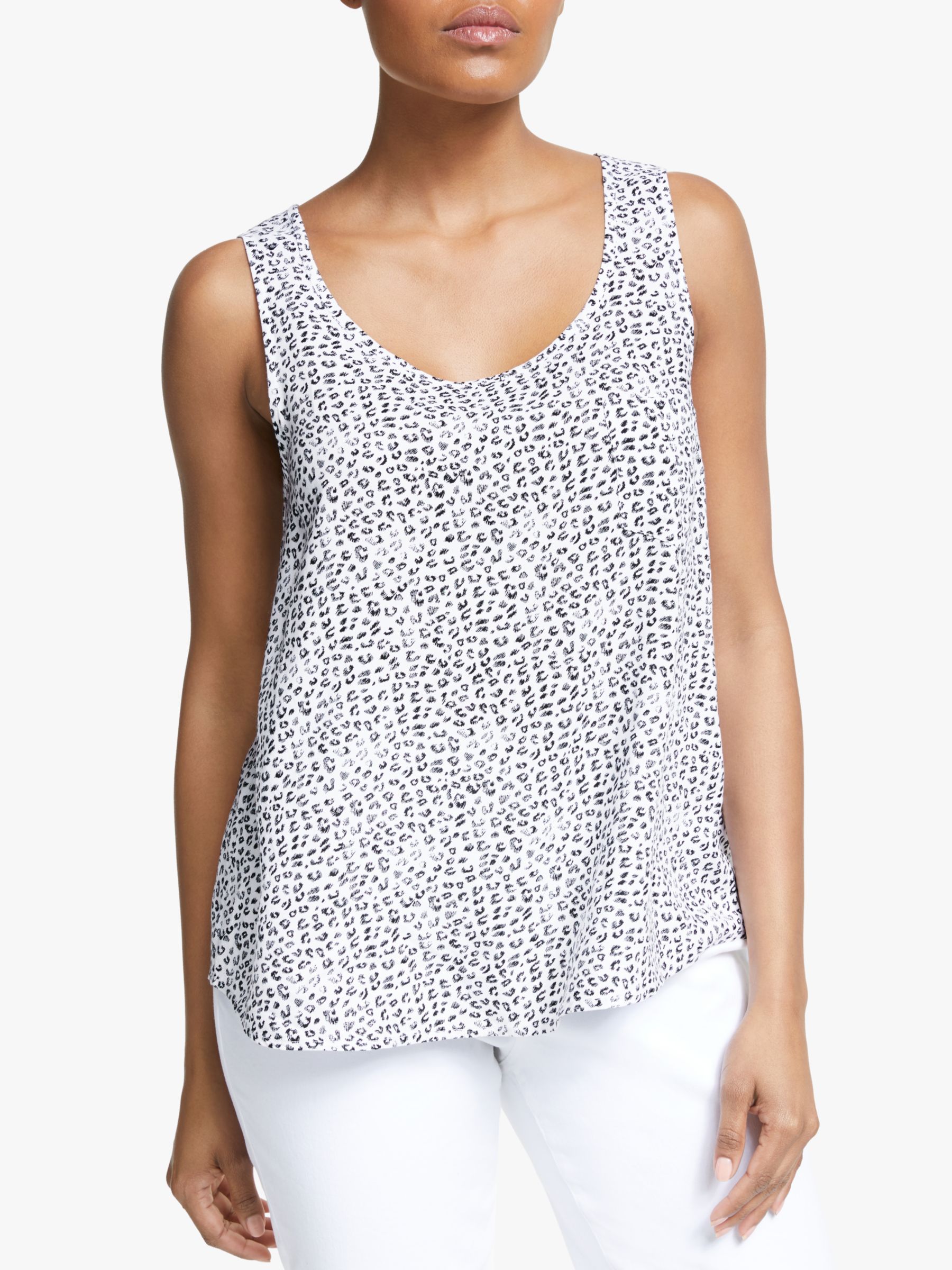 Collection WEEKEND by John Lewis Mimosa Leopard Print Sleeveless Top, White/Black