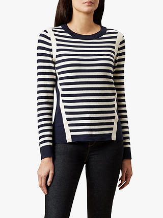Hobbs Abbey Stripe Sweater, Navy/Ivory
