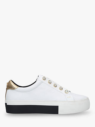 Kurt Geiger London Liviah Studded Low Top Trainers, White/Black Leather