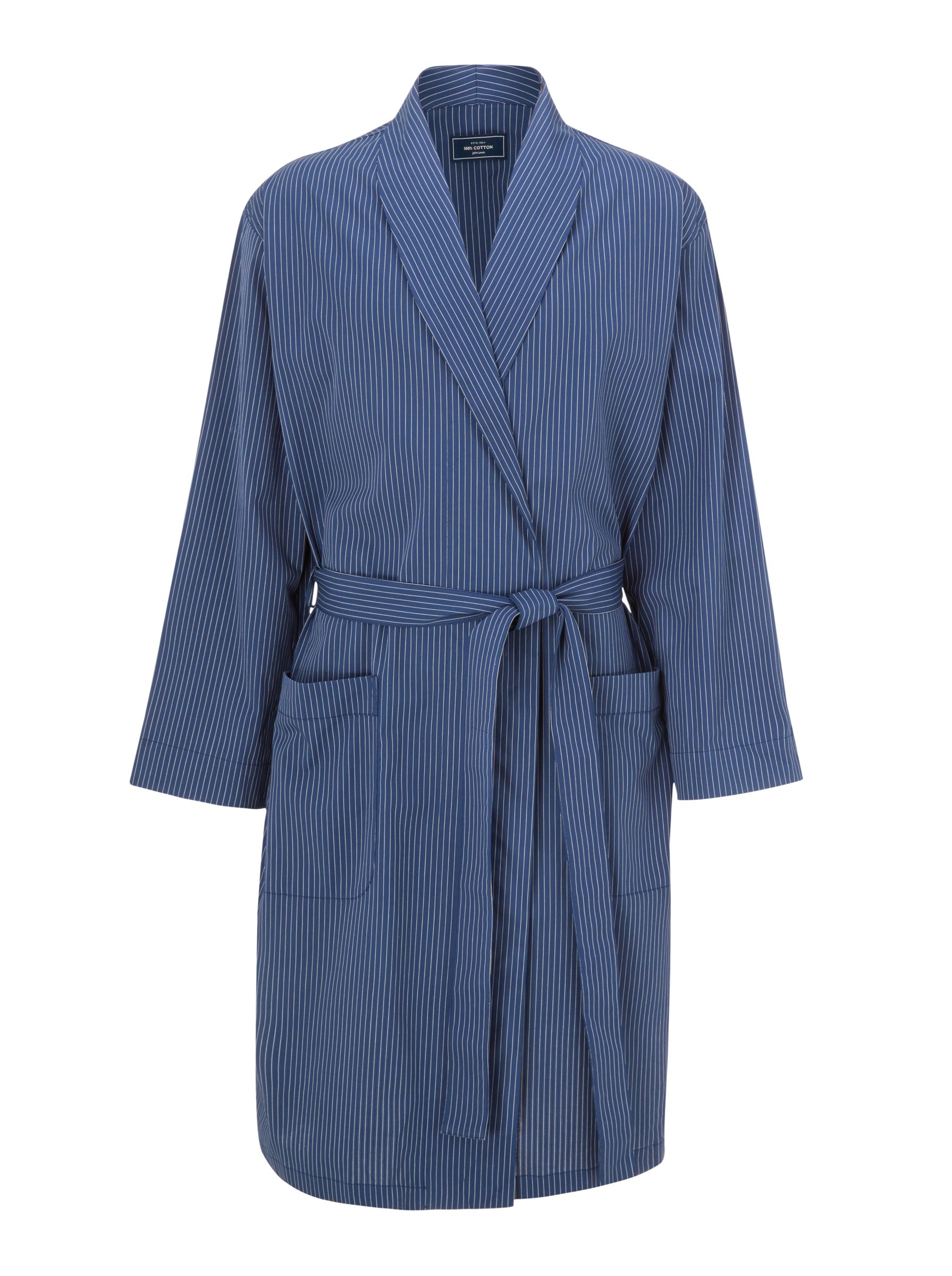 John Lewis & Partners Pinstripe Dressing Gown, Blue