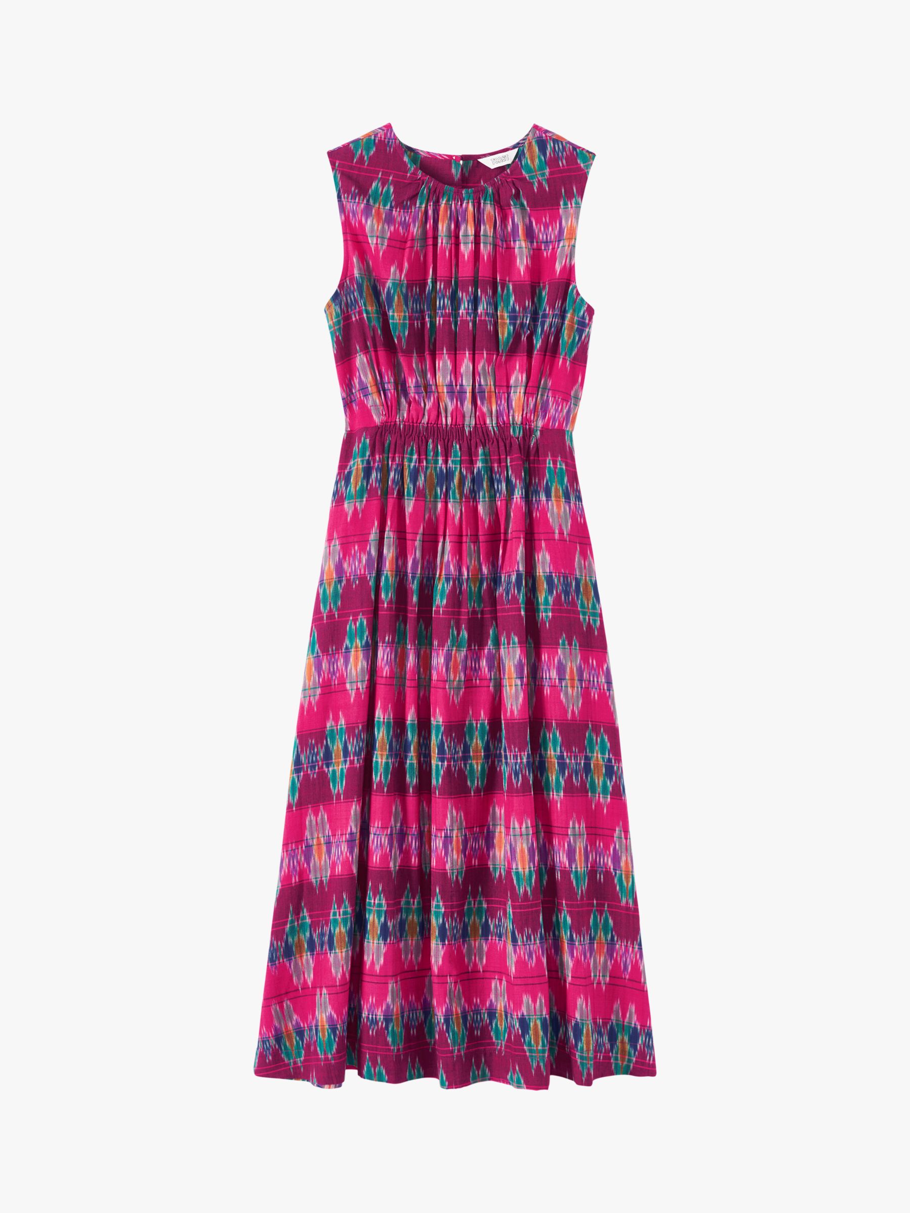 Toast Ikat Gathered Waist Dress, Fuchsia