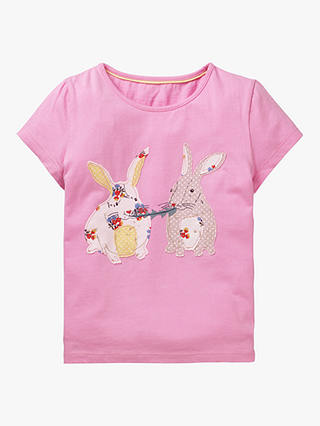 Mini Boden Girls' Bunny Applique T-Shirt, Pink