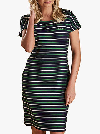 Barbour Heavenfield Stripe Jersey Dress, Navy/Green