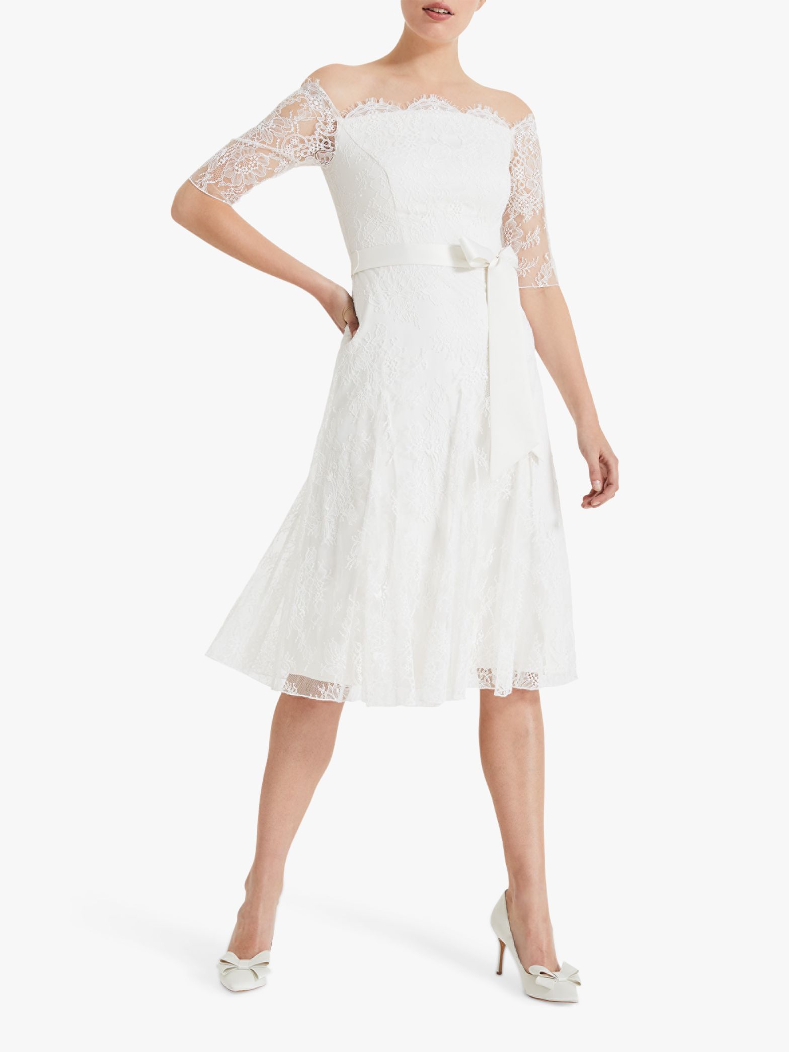 Phase Eight Evette Lace Wedding Dress, Pale Cream at John Lewis & Partners