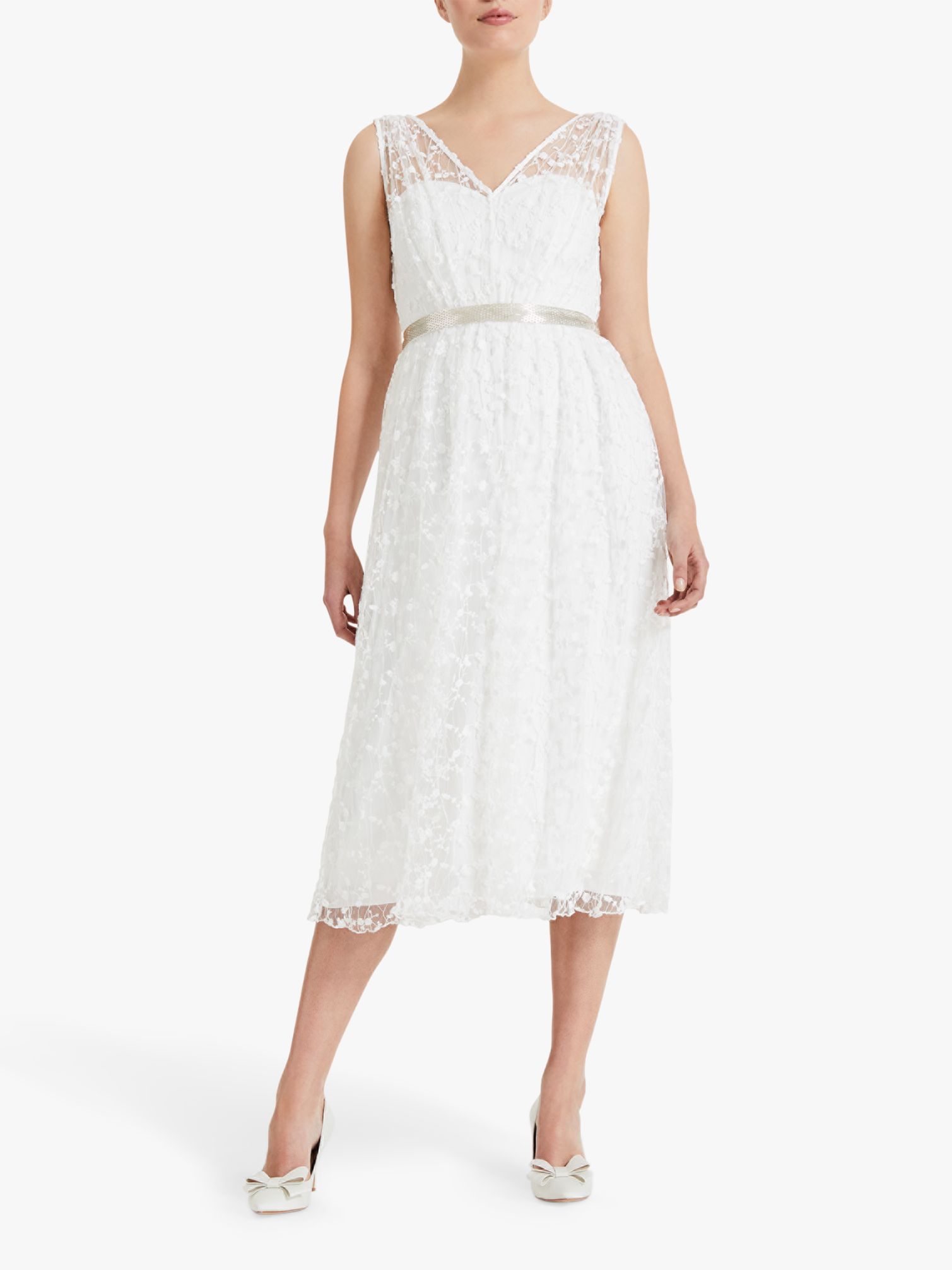 Phase Eight Amalia Embroidered Wedding Dress, Ivory at John Lewis & Partners