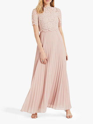 Phase Eight Elisabetta Lace Overlay Maxi Bridesmaid Dress, Petal Pink