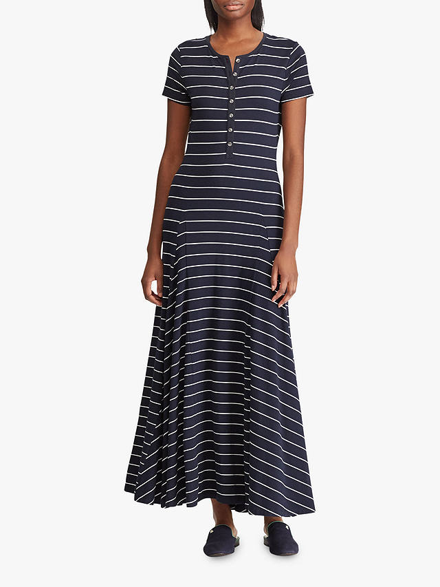 Lauren Ralph Lauren Wolford Stripe Long Jersey Dress, Lauren Navy/Silk ...