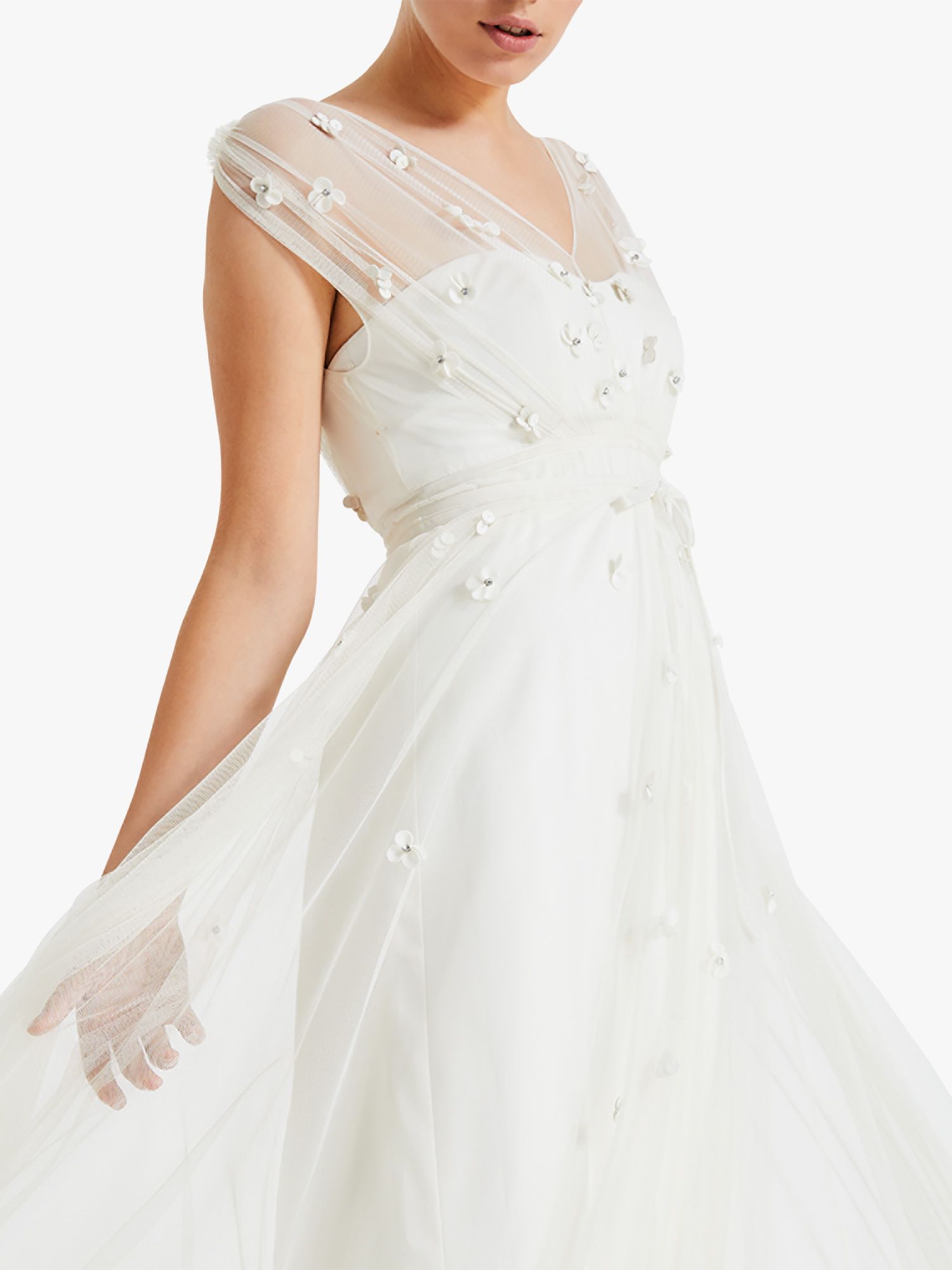 Phase Eight Yazmina Embroidered Sheer Bridal Dress, Pale ...