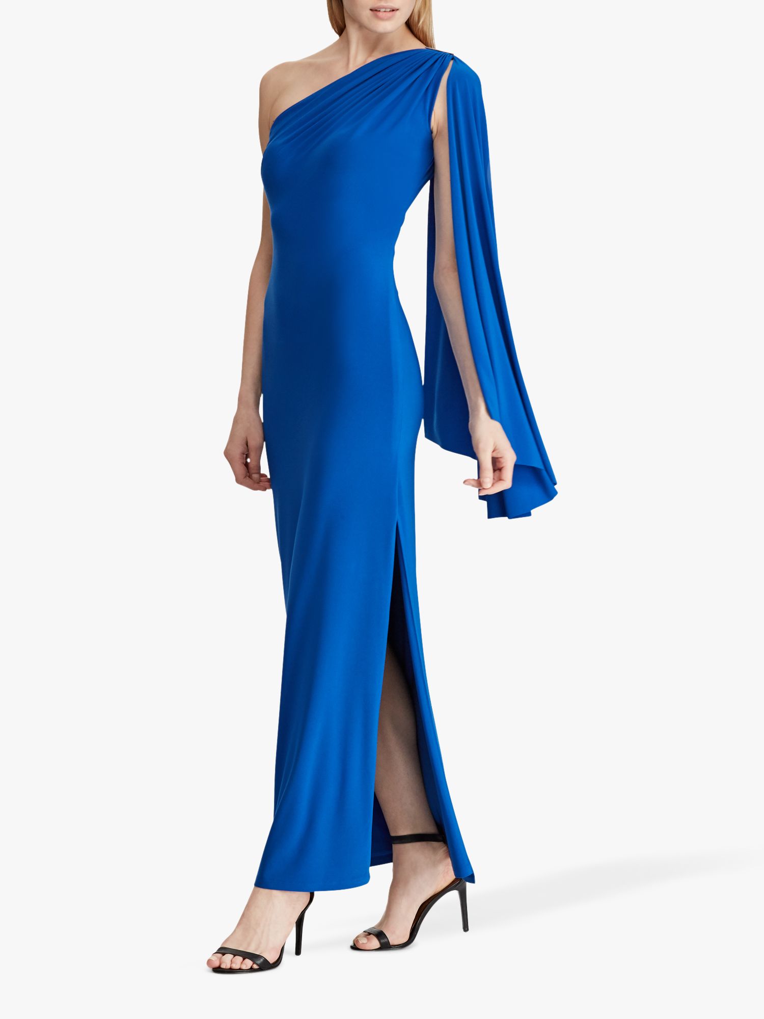 Lauren Ralph Lauren Dellah One Shoulder Evening Dress, Portuguese Blue ...