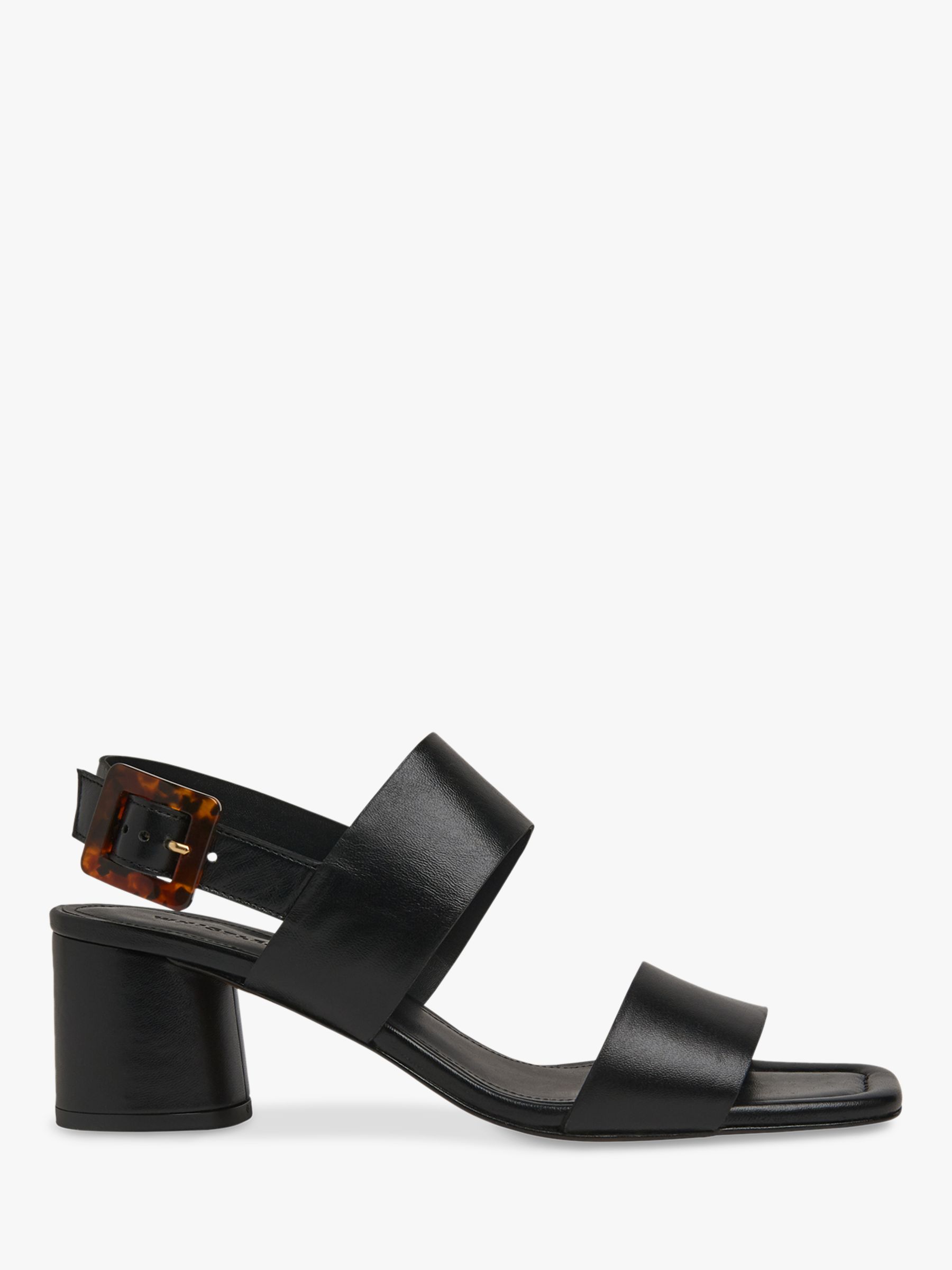 Whistles Avery Tortoise Buckle Sandals, Black Suede