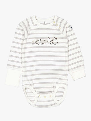 Polarn O. Pyret Baby Organic Cotton Stripe Bodysuit, White