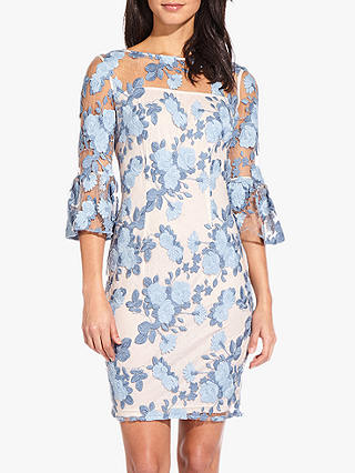 Adrianna Papell Floral Embroidered Dress, Blue Mist