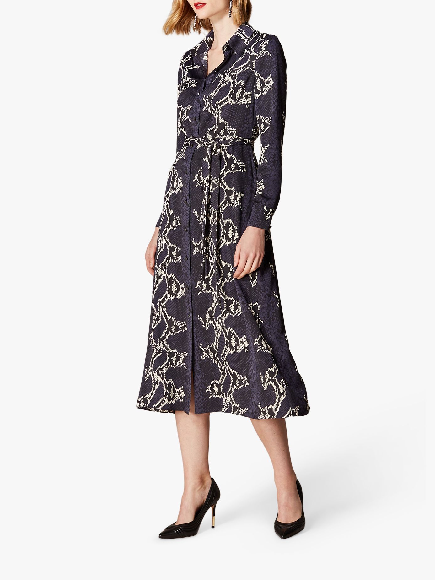 snake print midi shirt dress