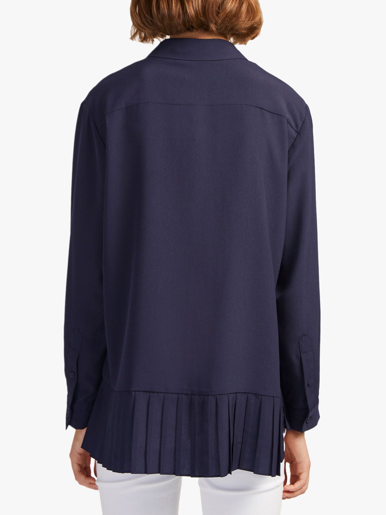 Buy French Connection Crepe Pleat Hem Shirt, Utility Blue Online at johnlewis.com