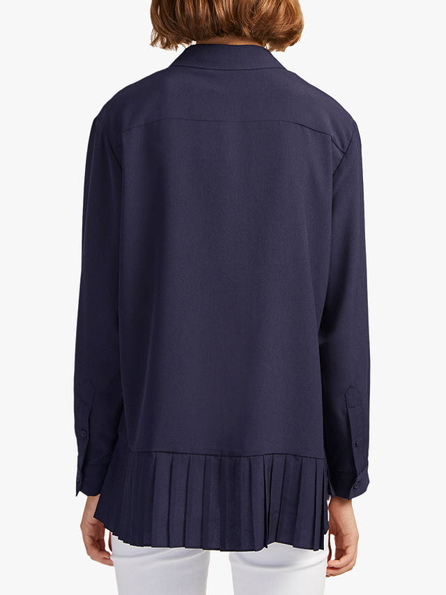 French Connection Crepe Pleat Hem Shirt, Utility Blue