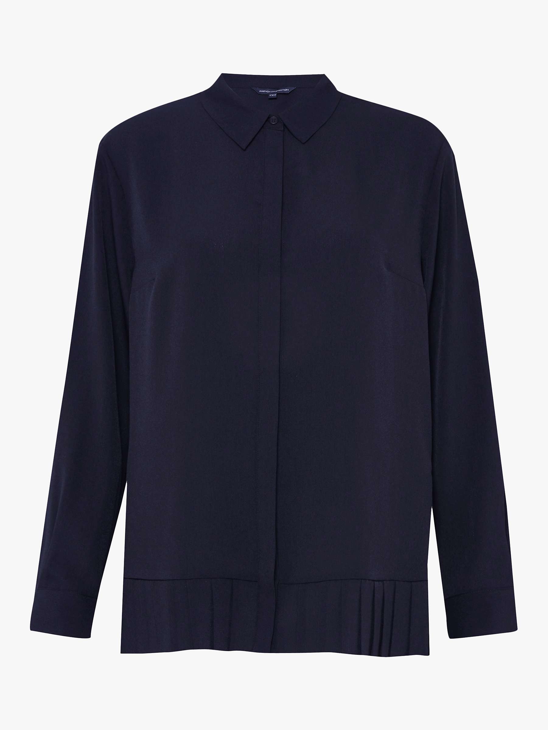 Buy French Connection Crepe Pleat Hem Shirt, Utility Blue Online at johnlewis.com
