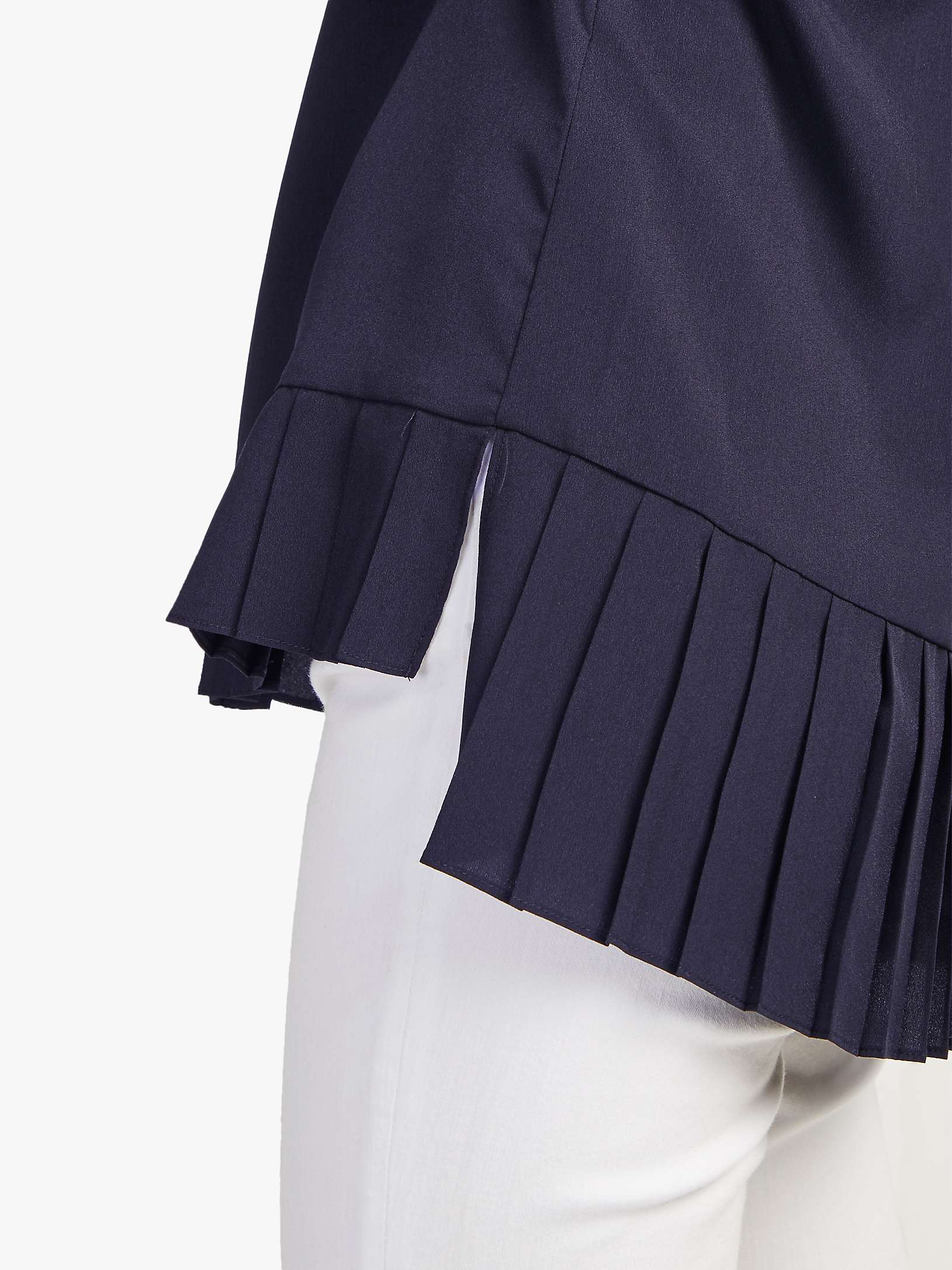 Buy French Connection Crepe Pleat Hem Shirt, Utility Blue Online at johnlewis.com