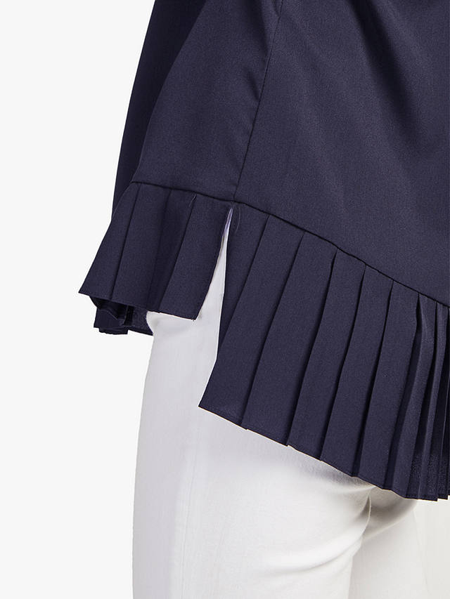 French Connection Crepe Pleat Hem Shirt, Utility Blue