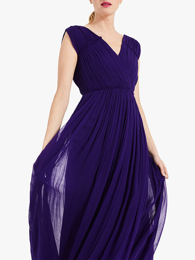 Phase Eight Marion Crinkle Maxi Dress, Violet, 8