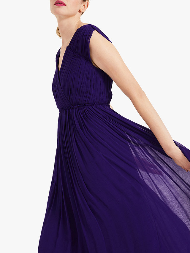 Phase Eight Marion Crinkle Maxi Dress, Violet, 8