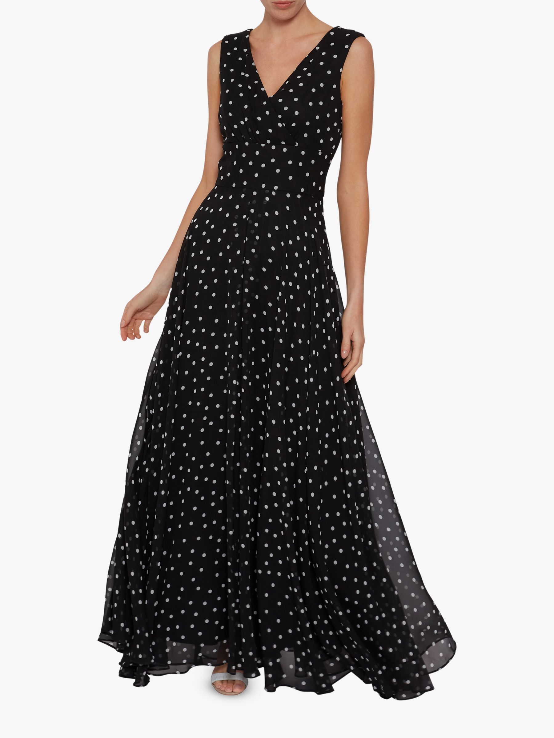 black and white spotty maxi dress