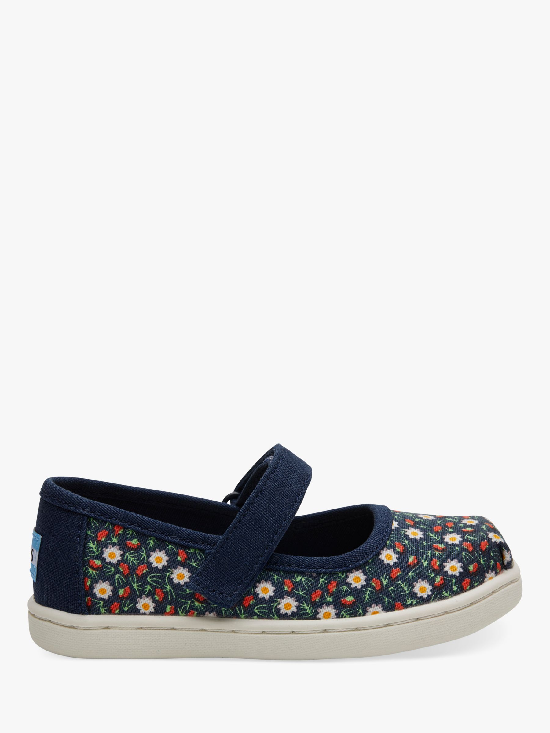 TOMS Children's Mary Jane Ditsy Floral Riptape Shoes, Navy