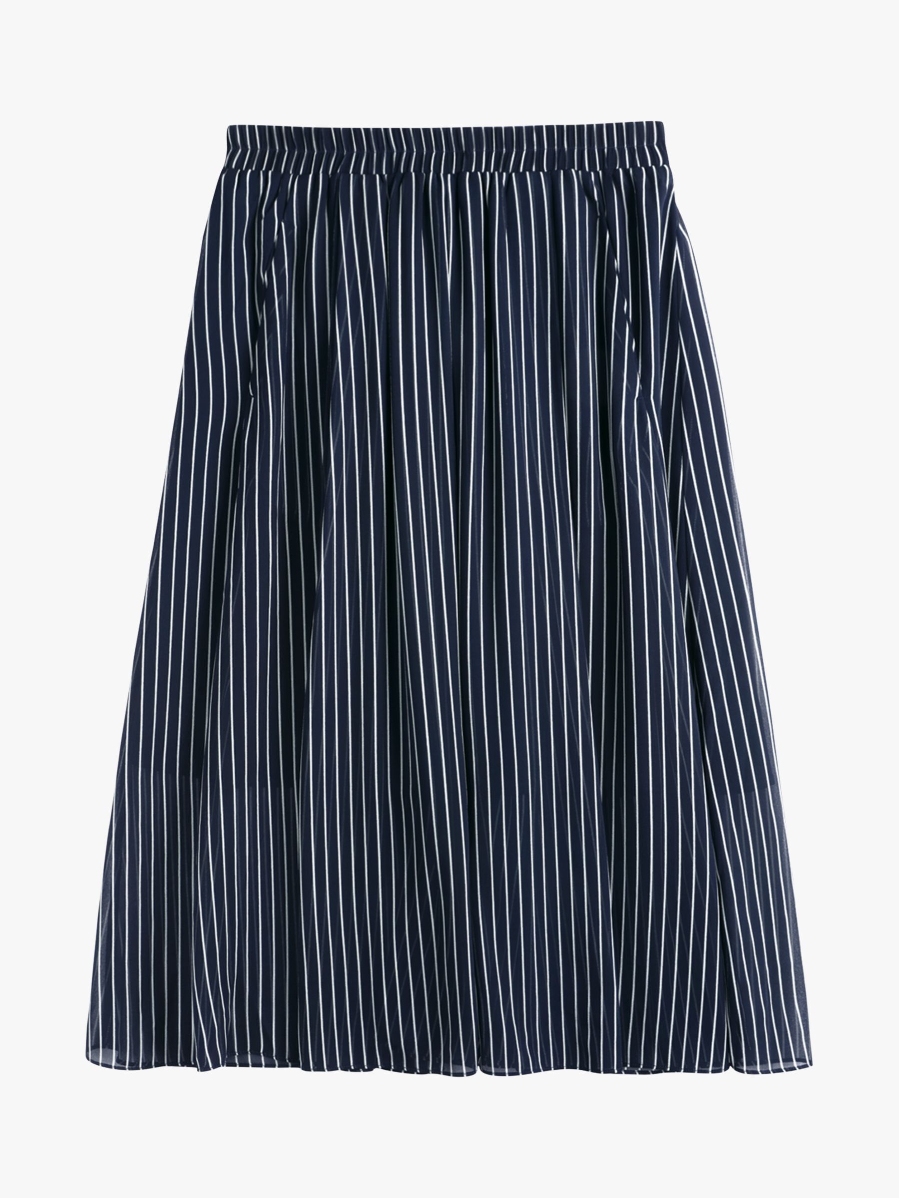 hush Marina Stripe Midi Skirt, Midnight Blue/White