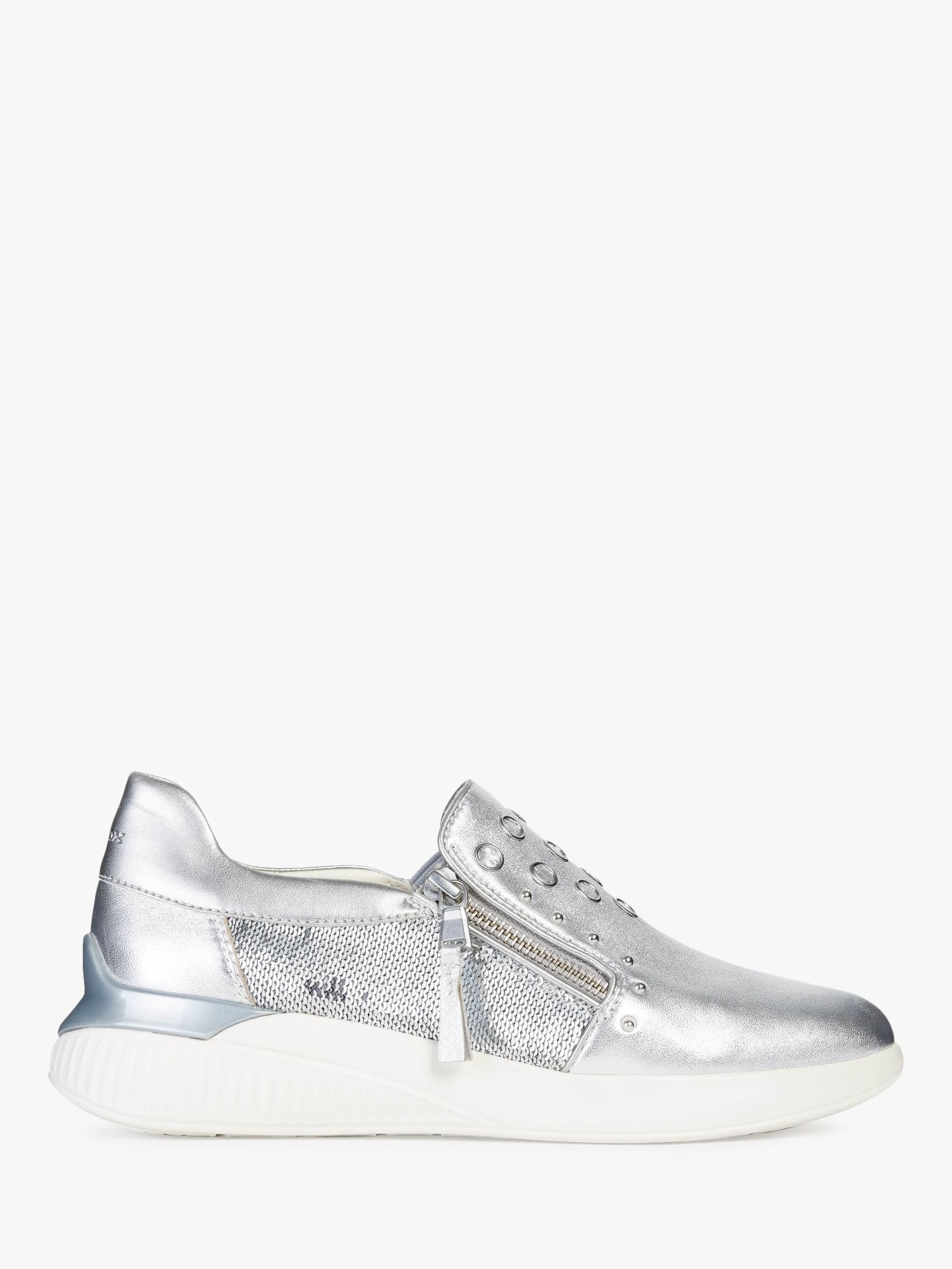 silver leather trainers ladies