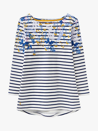 Joules Harbour Floral Print Jersey Top, Navy