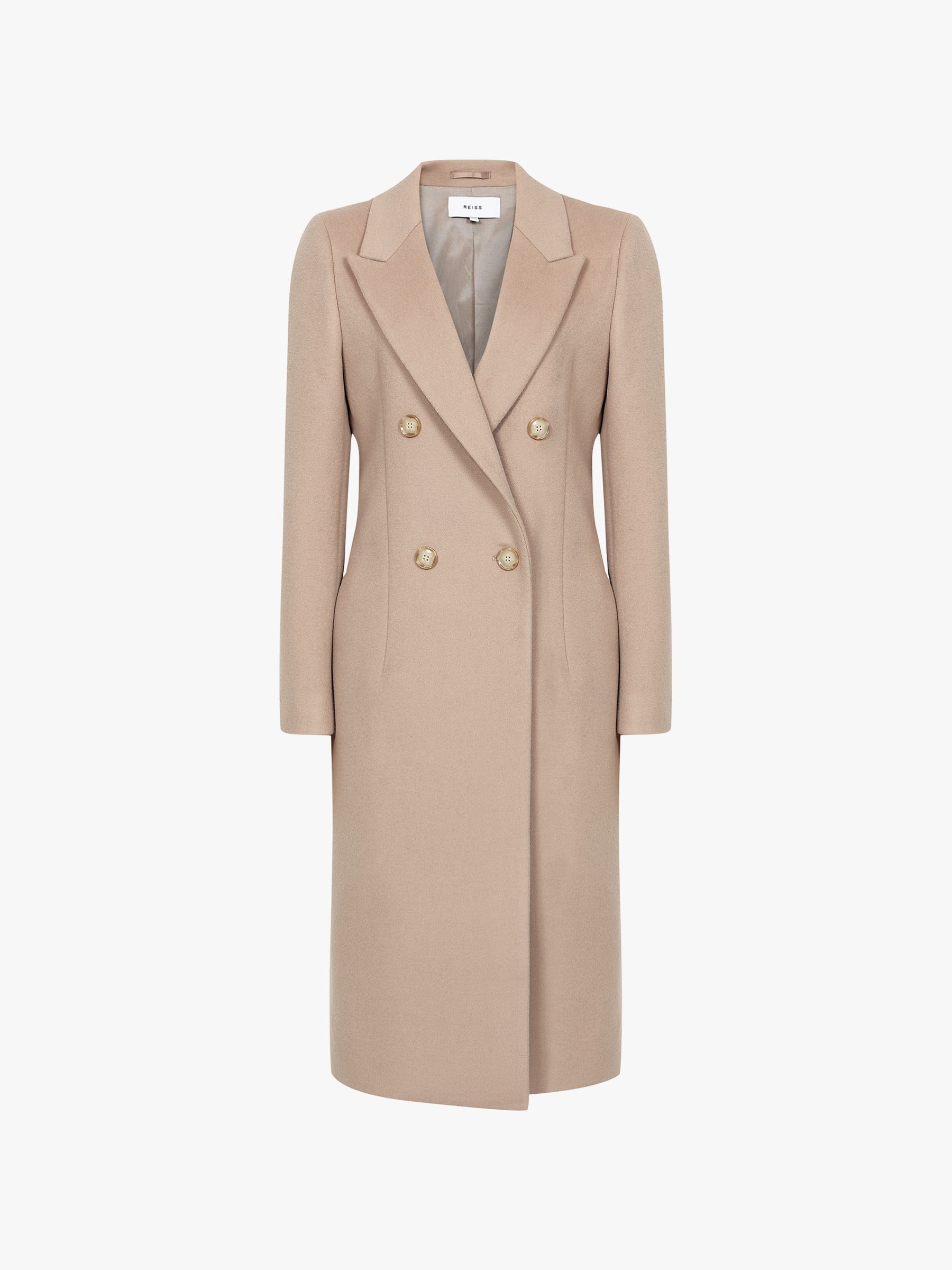 Reiss Heston Longline Double Breasted Coat, Camel at John Lewis & Partners