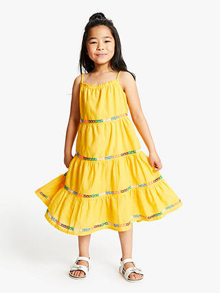 John Lewis & Partners Girls' Tiered Dress, Yellow