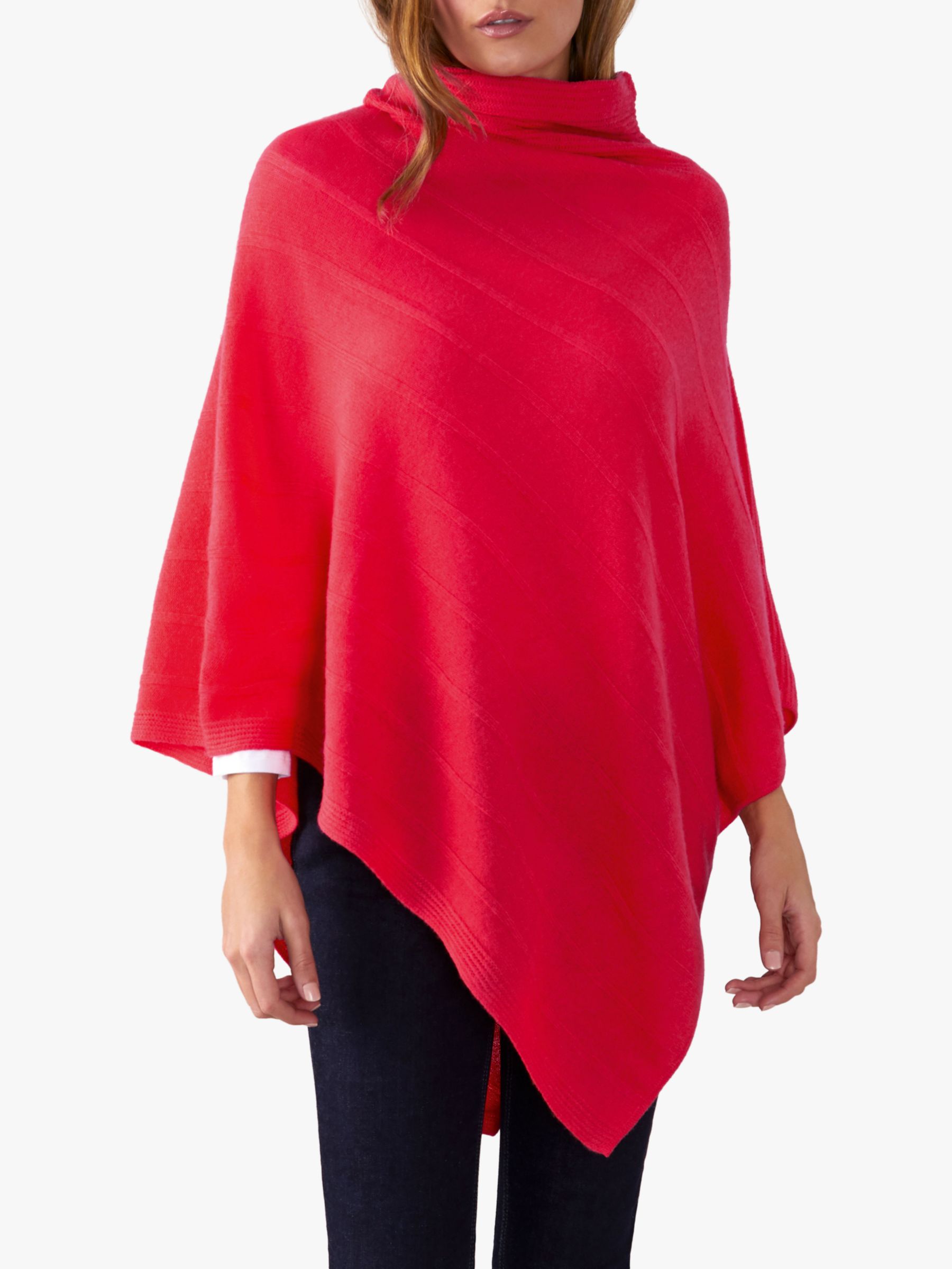 Pure Collection Textured Poncho, Rich Coral