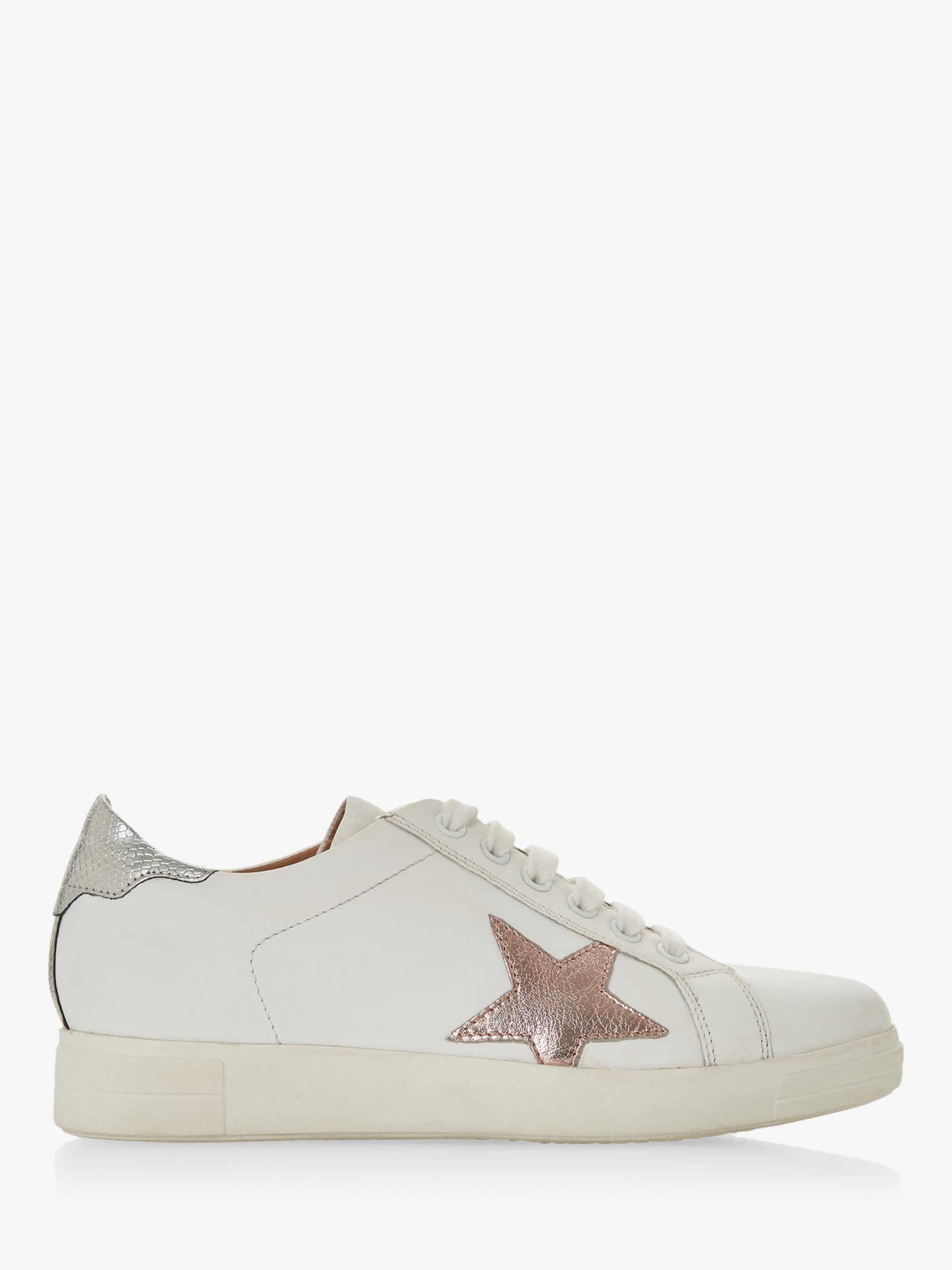 Dune Lace Up Star Trainers, Pink Leather
