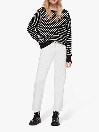 AllSaints Vani Striped Jumper, Black/Chalk White