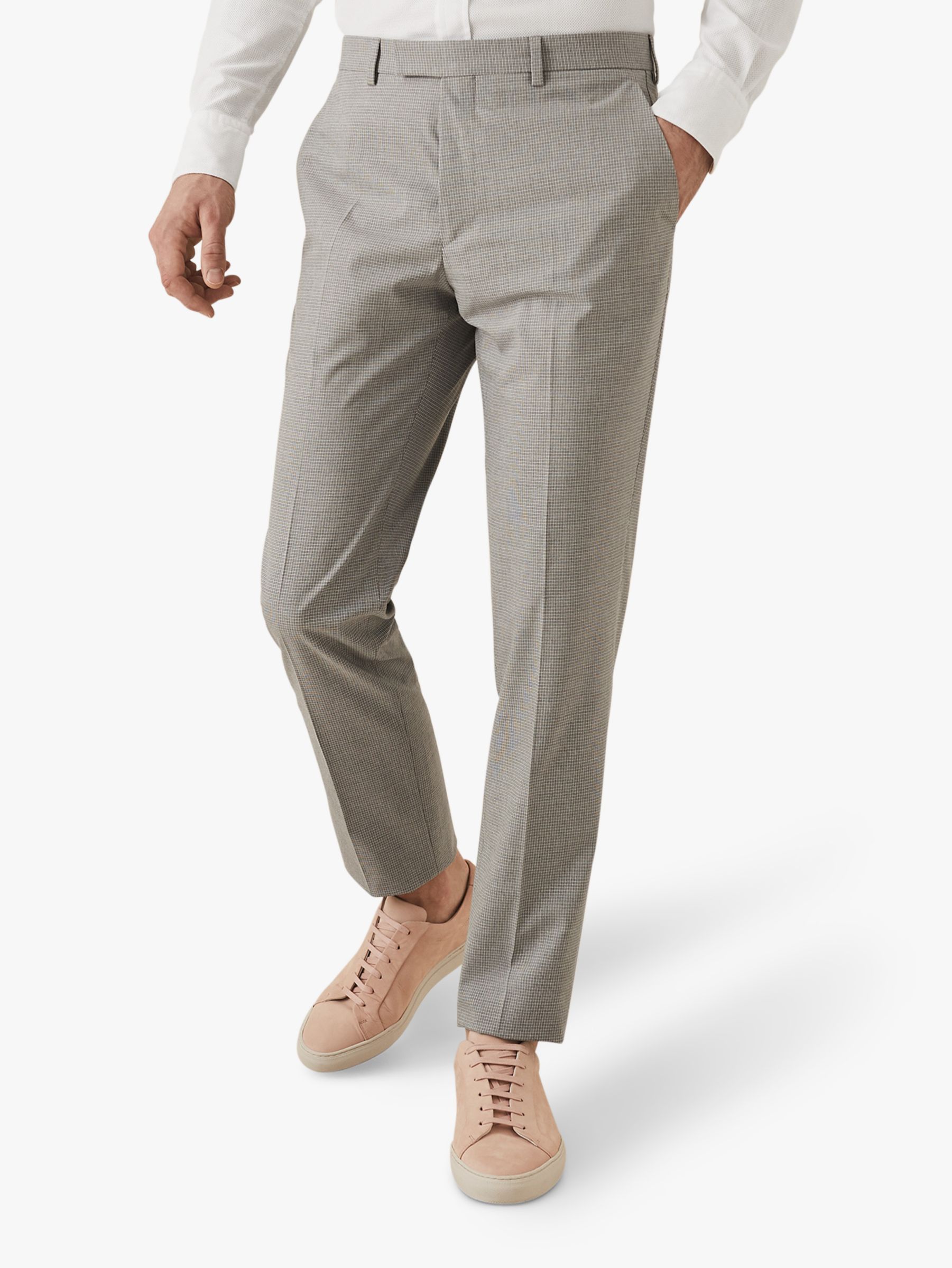 Reiss Gilly Check Slim Fit Trousers, Grey