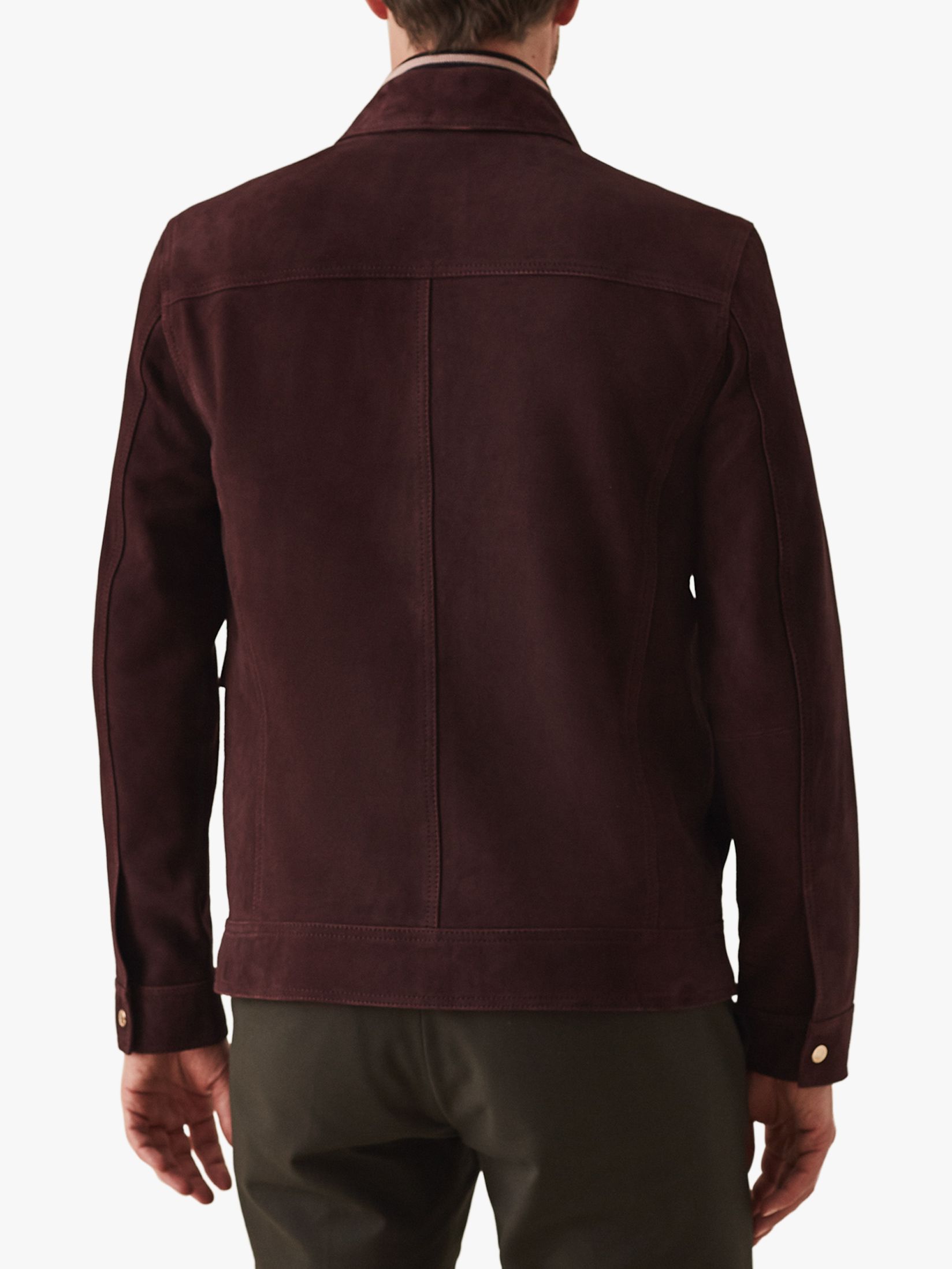 Reiss Ryton Suede Bomber Jacket, Bordeaux