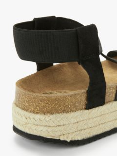 Kin Lena Elasticated Flatform Espadrille Sandals, Black, 4