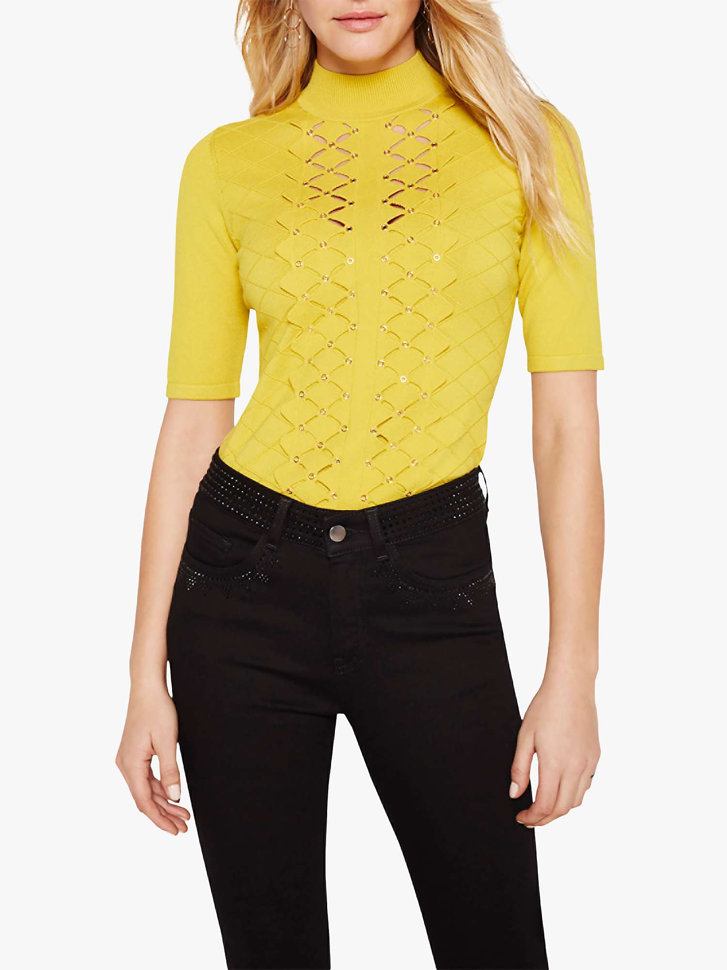 Buy Damsel in a Dress Leona Eyelet Cutout Knitted Top, Mustard Online at johnlewis.com