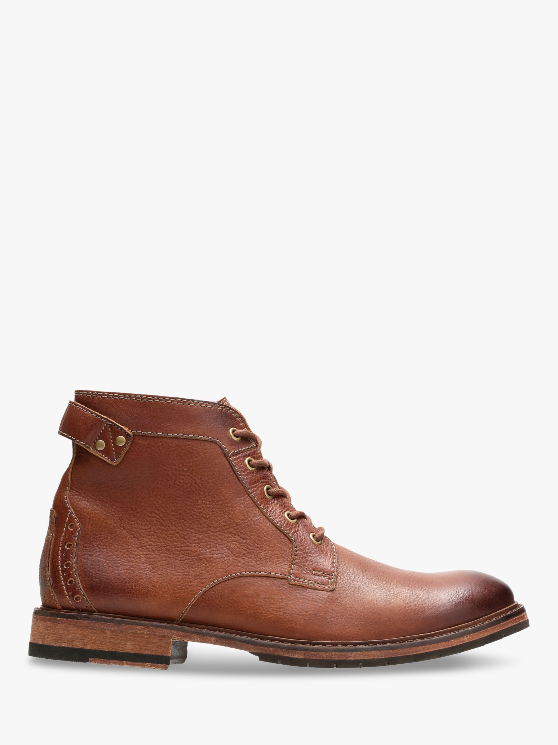 Clarks Clarkdale Bud Leather Boots, Dark Tan at John Lewis & Partners