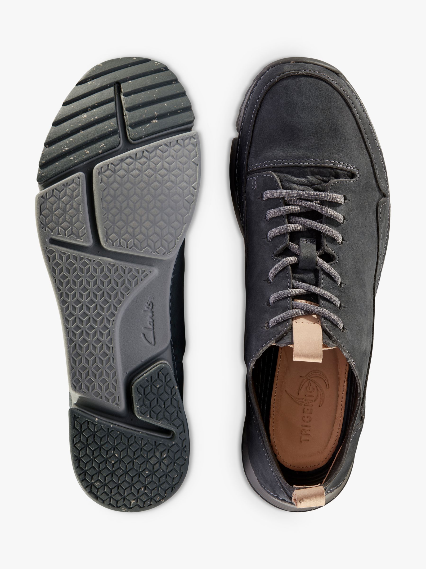 Clarks Tri Spark Leather Trainers, Dark Grey at John Lewis & Partners