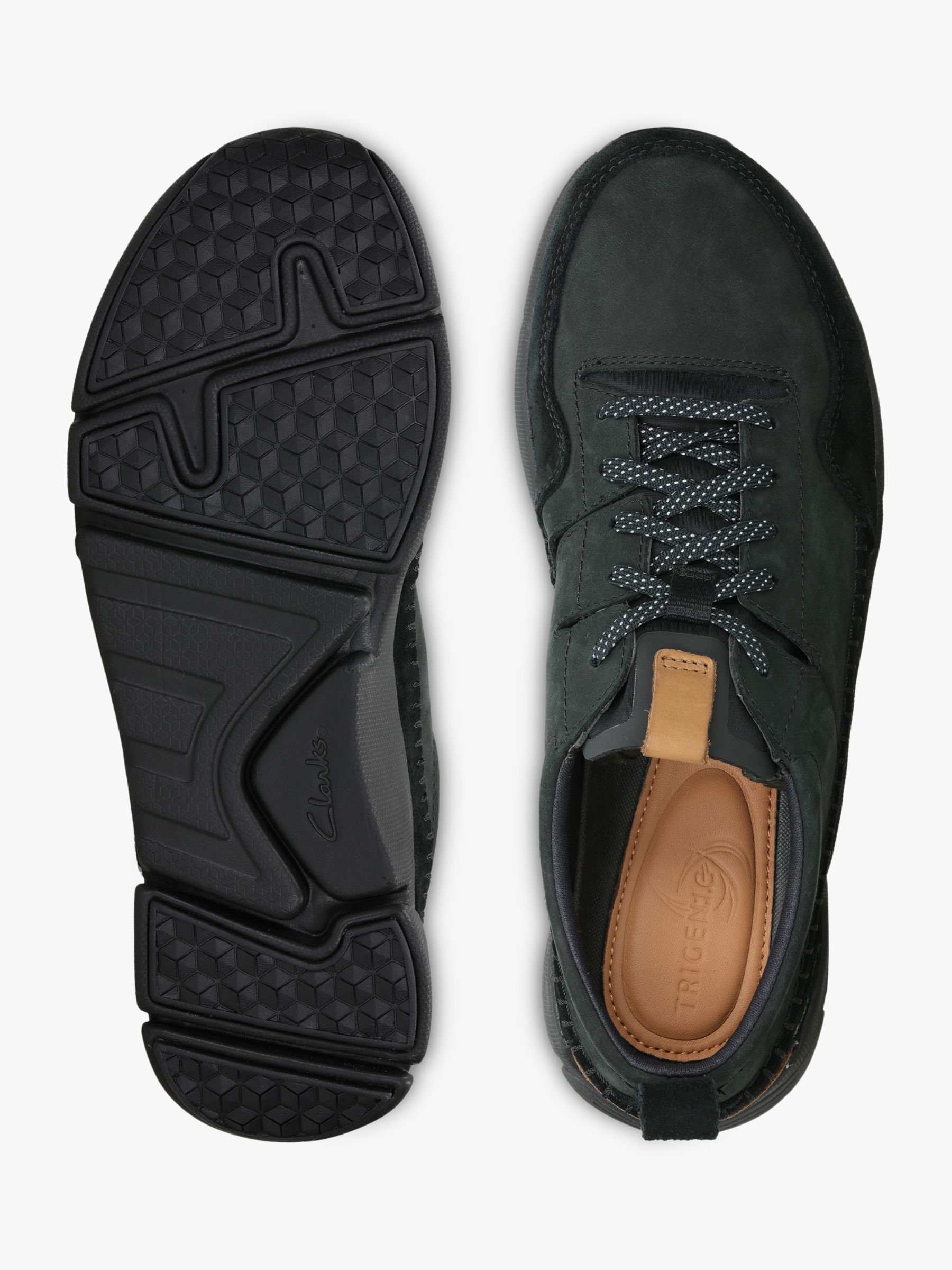 Clarks TriActive Run Leather Trainers, Black