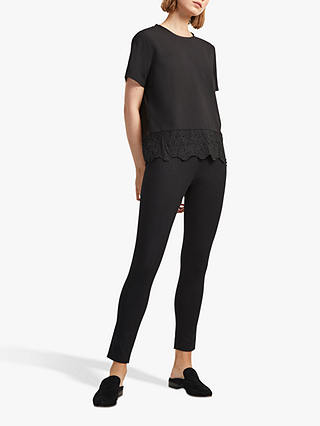 French Connection Crepe Lace Trim Top