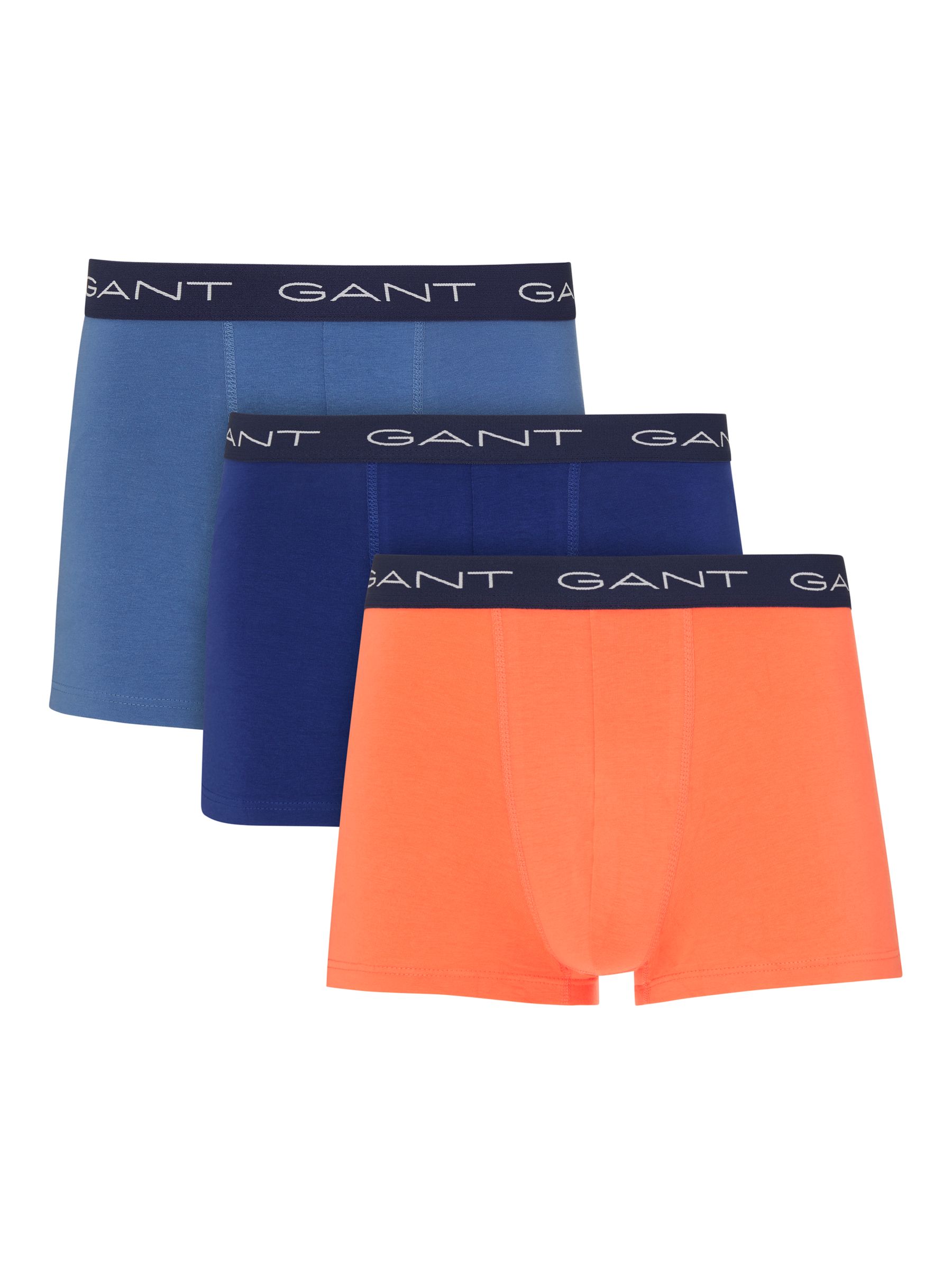 GANT Contrast Waistband Trunks, Pack of 3, Blue/Navy/Orange